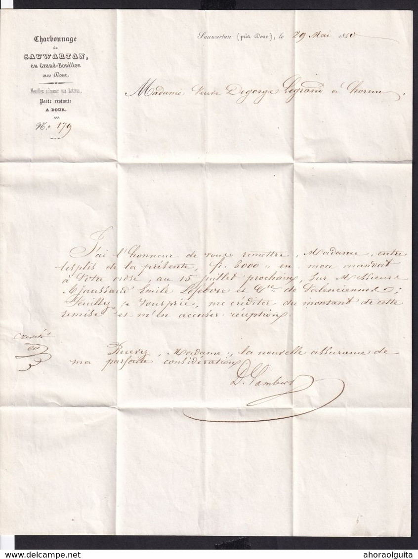 DDY 976 - Lettre Précurseur MONS 1840 En Locale - TTB Entete Charbonnage De SAUWARTAN (DOUR) , Au Grand-Bouillon - 1830-1849 (Belgique Indépendante)