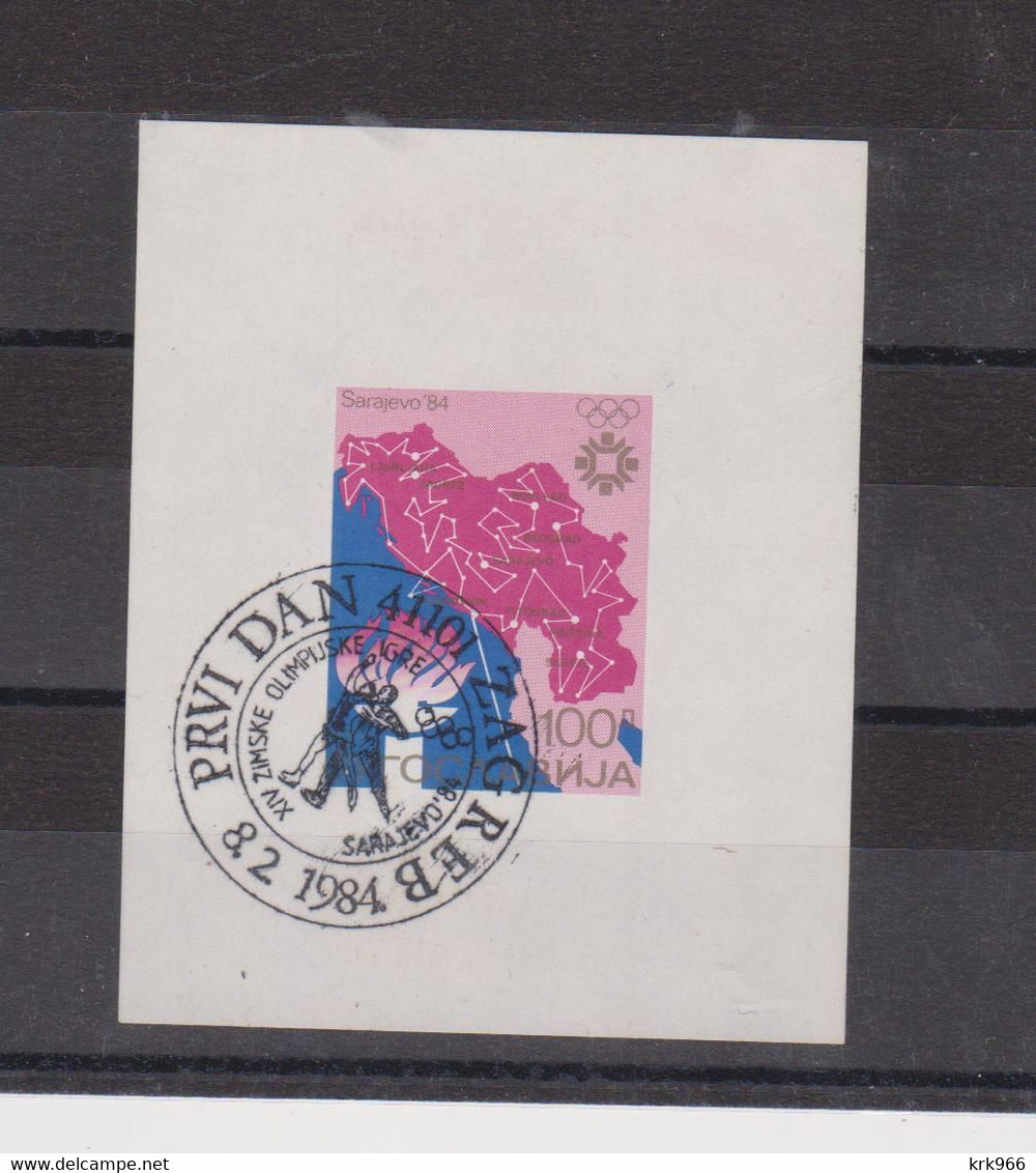 YUGOSLAVIA, 1984  OLYMPIC GAMES ZAGREB Sheet Proof Used  With FDC Cancel 8.2.1984. - Oblitérés