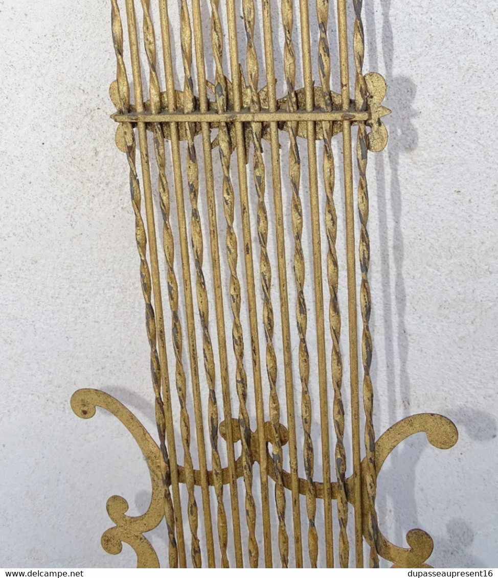 ANCIEN GRAND BALANCIER GROSSE LYRE pour MOUVEMENT PENDULE HORLOGE COMTOISE XIXe jus de grenier