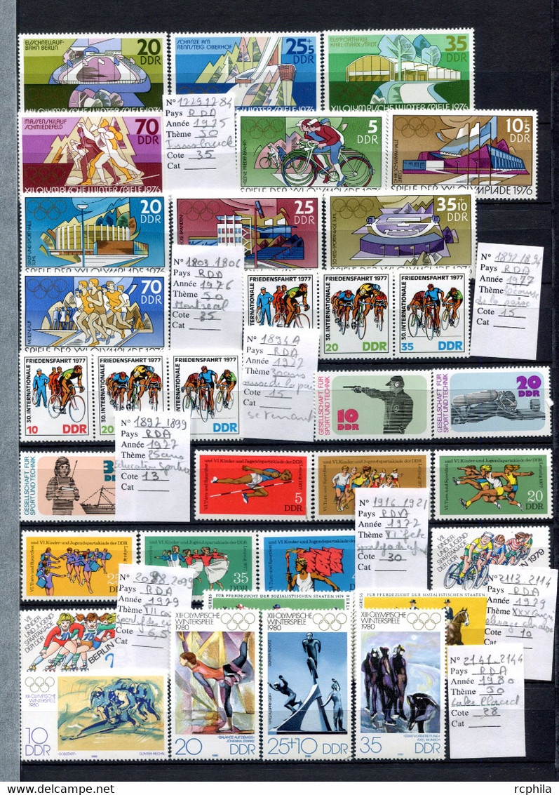 RC 21002 ALLEMAGNE DDR COTE 389,75€ SPORT LOT COLLECTION ENSEMBLE DE 283 TIMBRES NEUF ** MNH TB