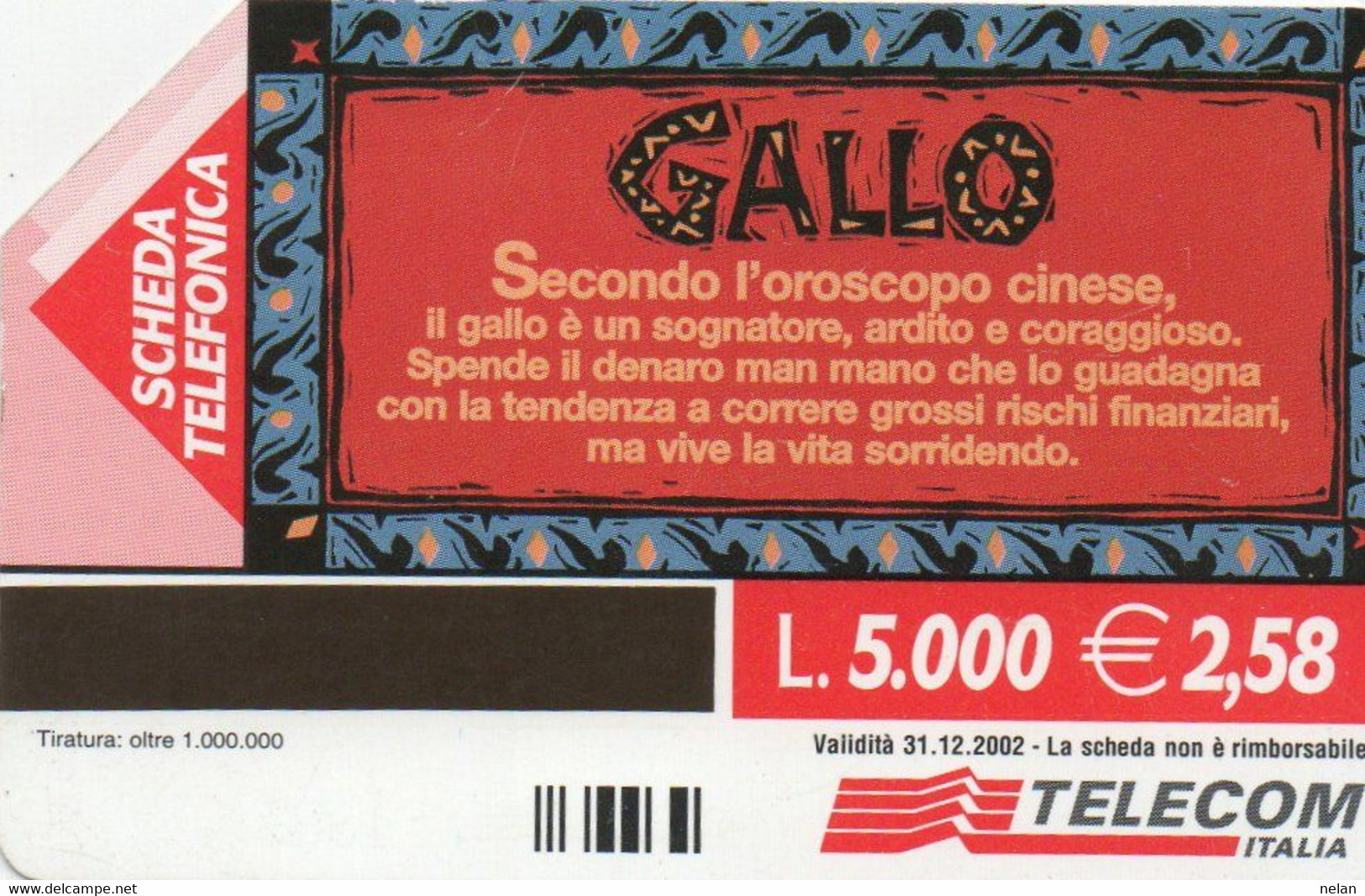 SCHEDA TELEFONICA - PHONE CARD - ITALIA - TELECOM - ZODIACO CINESE - Sternzeichen