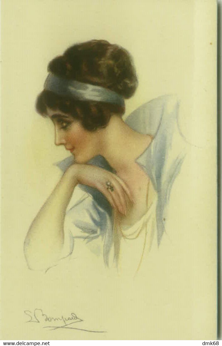 BOMPARD SIGNED 1910s POSTCARD - GLAMOUR WOMAN - 955-4 (BG1328) - Bompard, S.