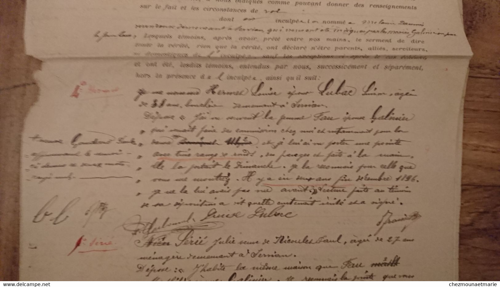 1897 CANTON DE SERVIAN PROCES VERBAL POUR DELIT DE VOL CONTRE DAUNIS MELANIE JARDINIERE NEE A REQUISTA EPOUSE CAU - Documents Historiques