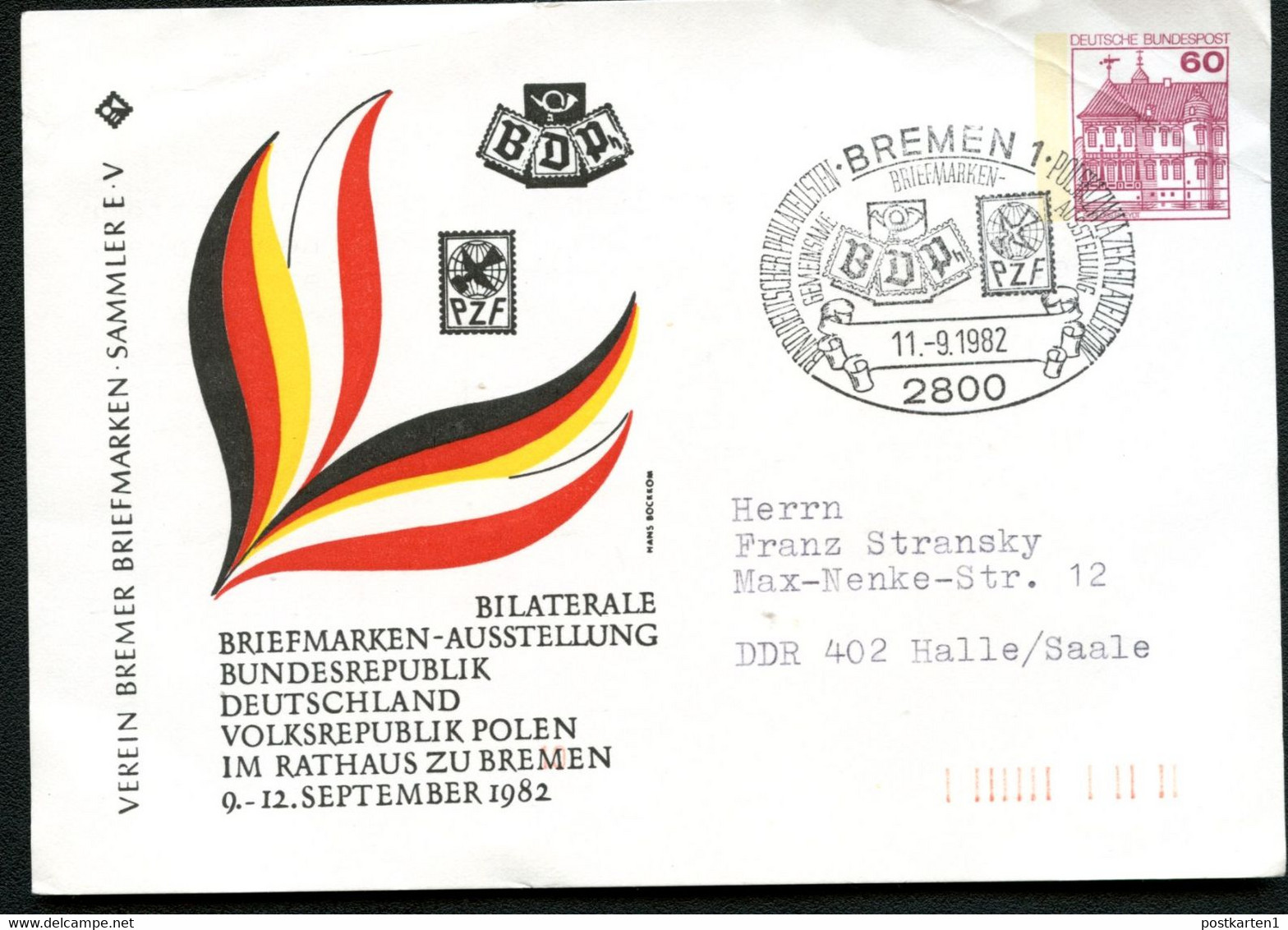 Bund PP106 D2/005 AUSSTELLUNG BUNDESREPUBLIK - POLEN Bremen Sost. Gebraucht 1982 - Cartes Postales Privées - Oblitérées