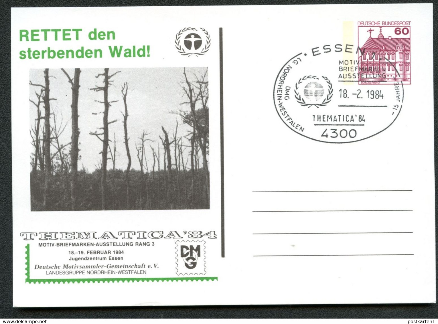 Bund PP106 D2/016 RETTET DEN STERBENDEN WALD ! Sost. Essen 1984 - Privatpostkarten - Gebraucht