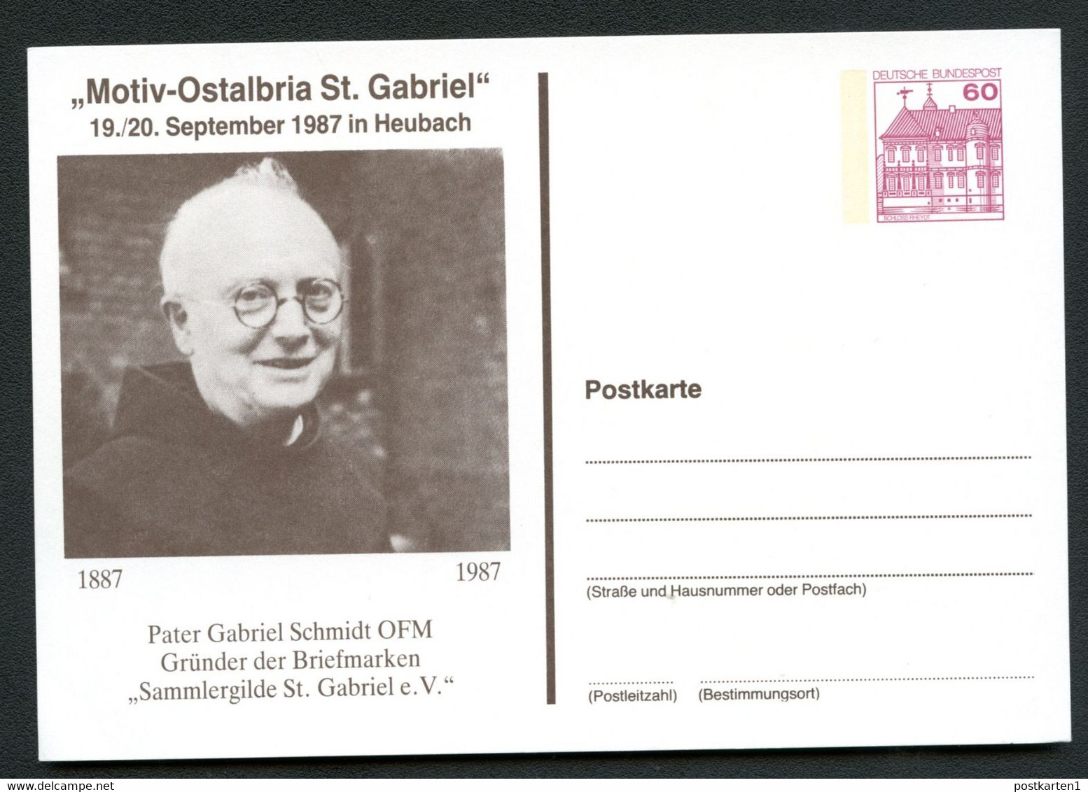 Bund PP106 D2/033 PATER GABRIEL SCHMIDT Heubach 1987 - Cartes Postales Privées - Neuves