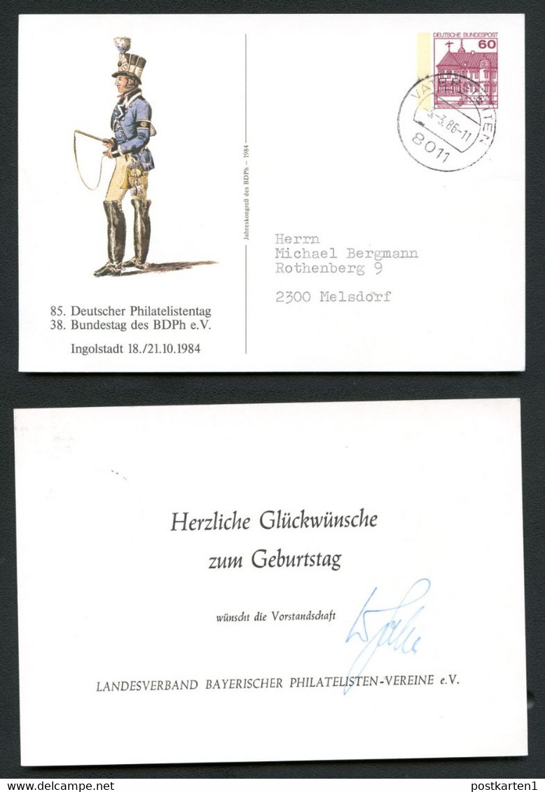 Bund PP106 D2/035-IIb BAYRISCHER POSTILLION 1820 Gebraucht Vaterstetten 1986 NGK 5,00 € - Cartes Postales Privées - Oblitérées