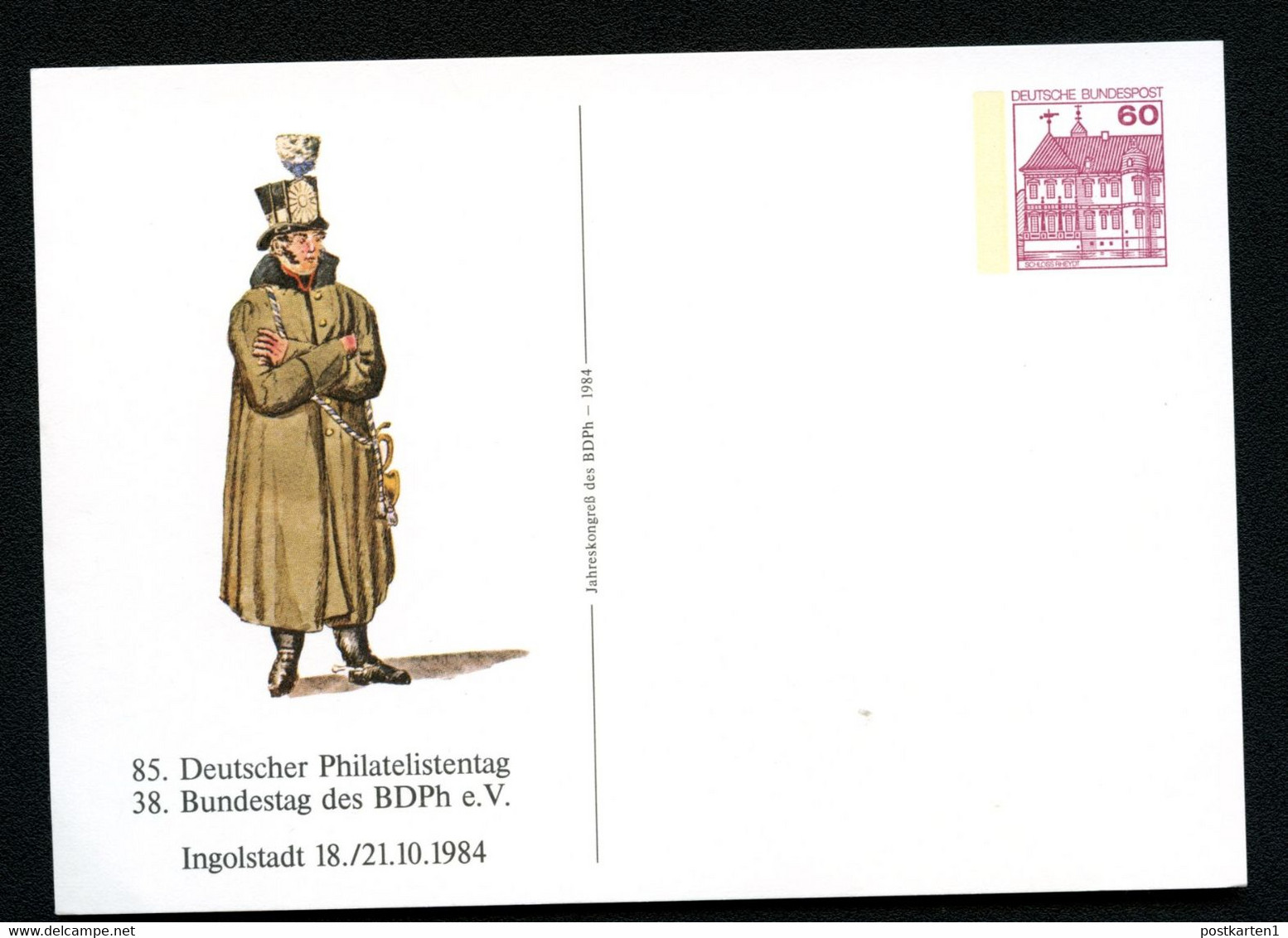 Bund PP106 D2/036-II BAYRISCHER POSTILLION 1820 Rs. Zudruck Ingolstadt 1984 - Privé Postkaarten - Ongebruikt