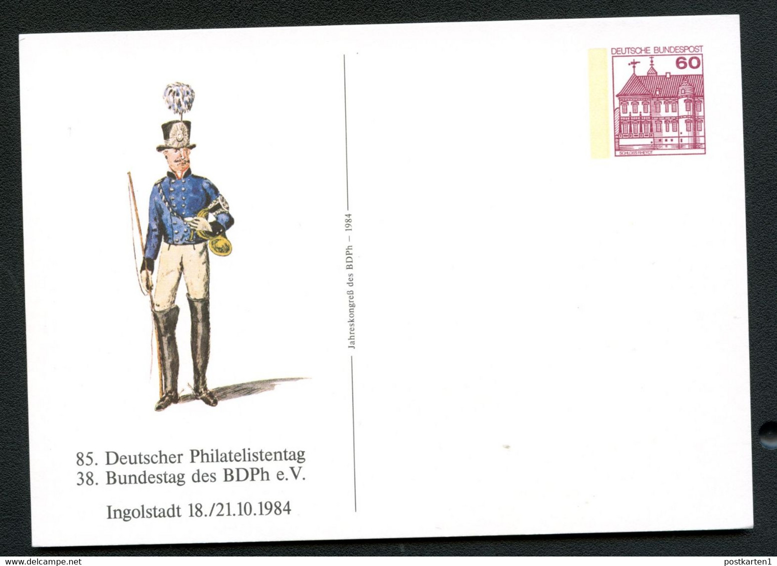 Bund PP106 D2/037-II BAYRISCHER POSTILLION 1840 Rs. Zudruck Ingolstadt 1984 - Privé Postkaarten - Ongebruikt
