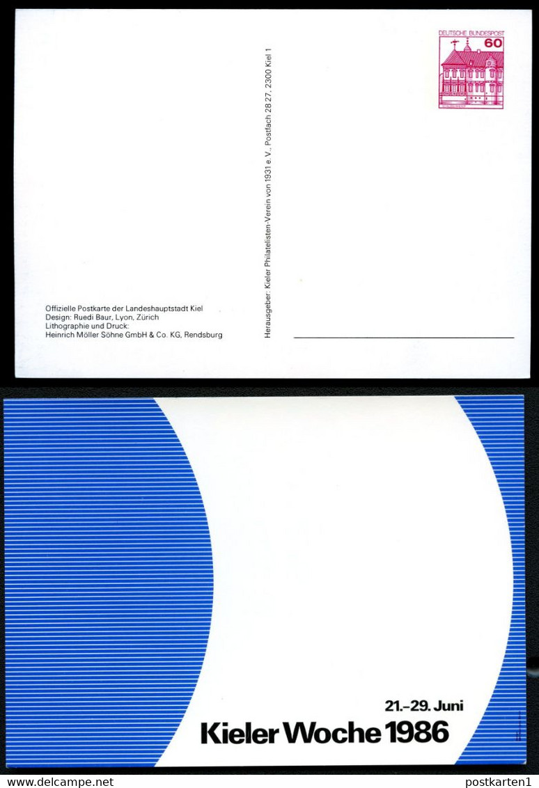 Bund PP106 D2/044 KIELER WOCHE 1986 - Cartes Postales Privées - Neuves