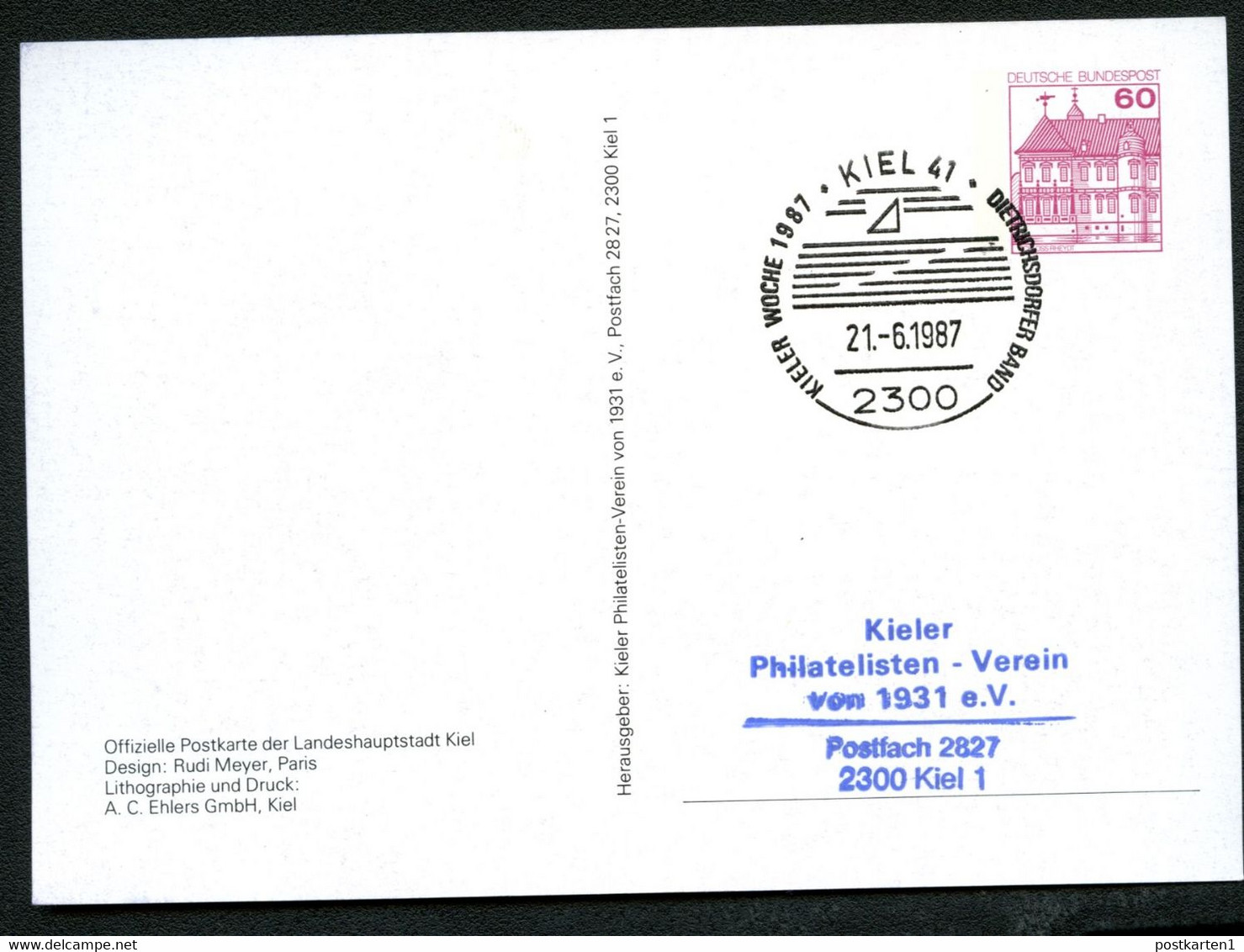 Bund PP106 D2/046 KIELER WOCHE Sost. 1987 - Private Postcards - Used