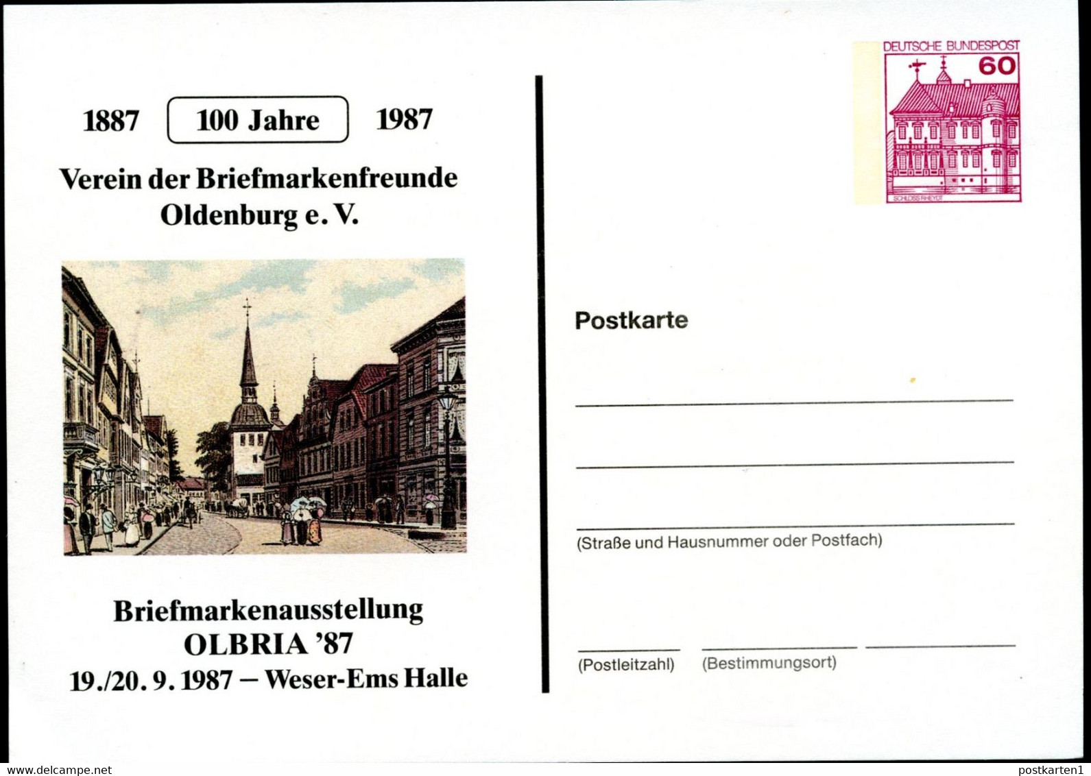 Bund PP106 D2/071 STADTANSICHT 1887 OLDENBURG 1987 - Privé Postkaarten - Ongebruikt