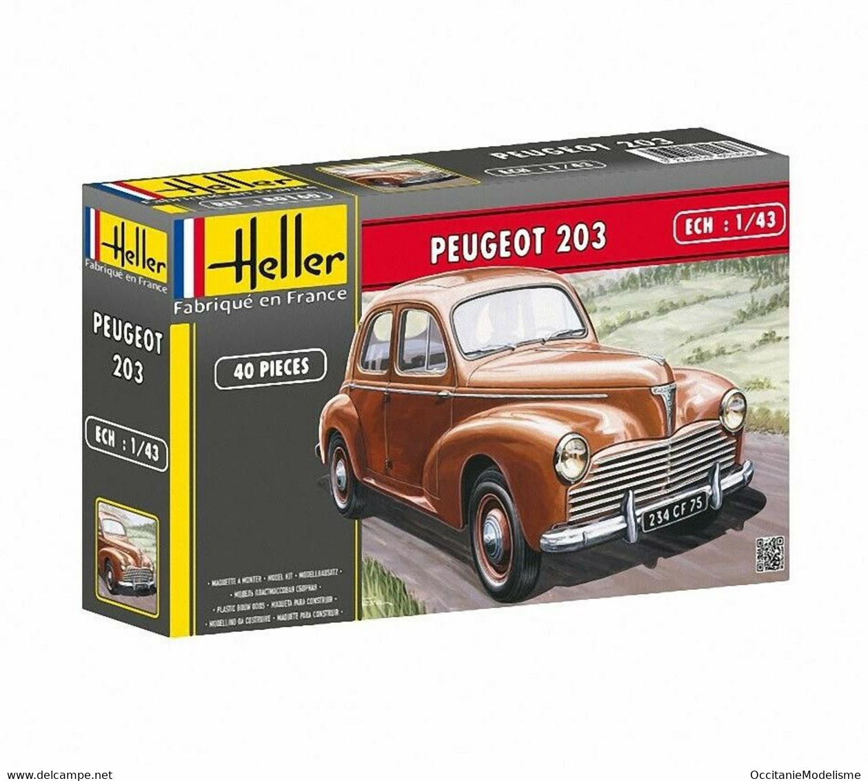 Heller - PEUGEOT 203 BERLINE Maquette Kit Plastique Réf. 80160 NBO 1/43 - Voitures