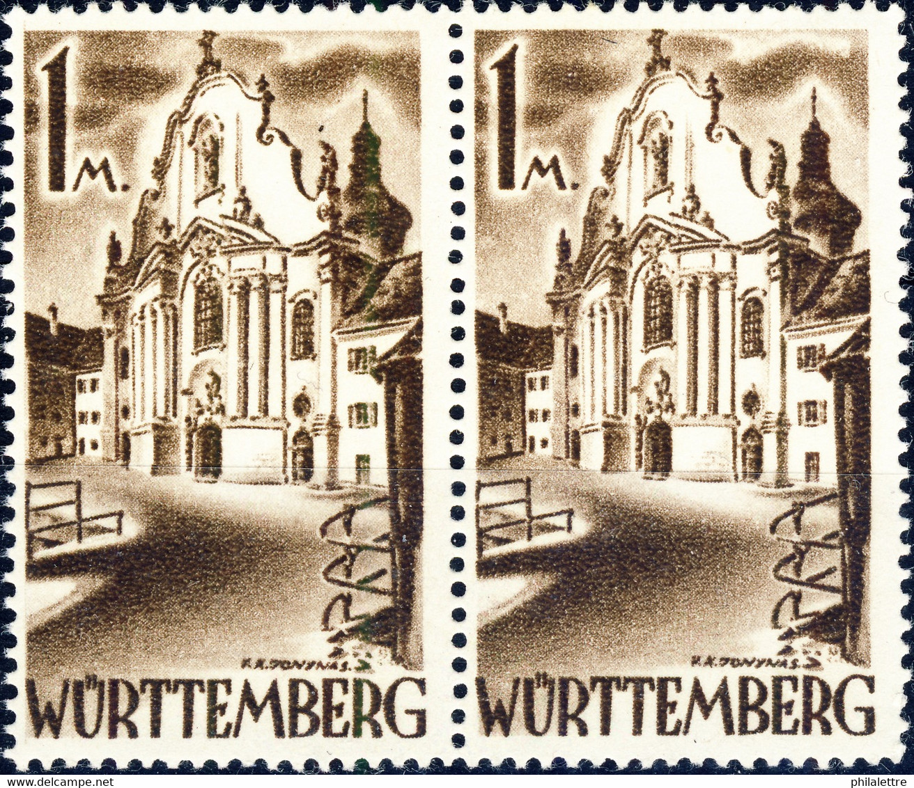 ALLEMAGNE / DEUTSCHLAND - Franz. Zone WÜRTTEMBERG - 1947 - Paar Mi.13yvI - Neuf** / Postfrisch - TB - Württemberg
