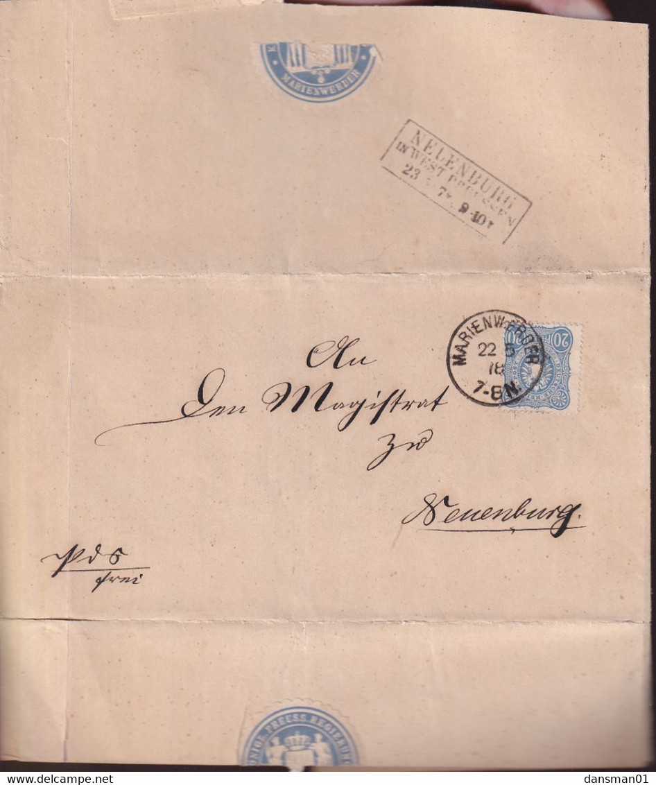 POLAND 1878 Marienwerder Cover To Neuenburg Official Seal On Back - ...-1860 Prephilately