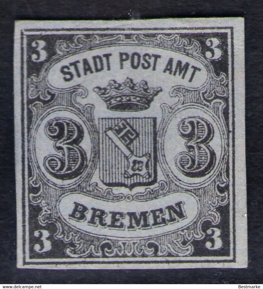 3 Grote Schwarz/blaugrau - Nachdruck Bremen Nr. 1 Von Bredemeyer - Ungebraucht O. G. - Bremen