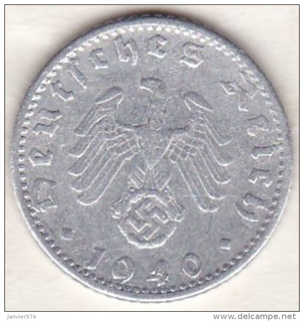 50 Reichspfennig 1940 G KARLSRUHE, En Aluminium, KM# 96 - 50 Reichspfennig