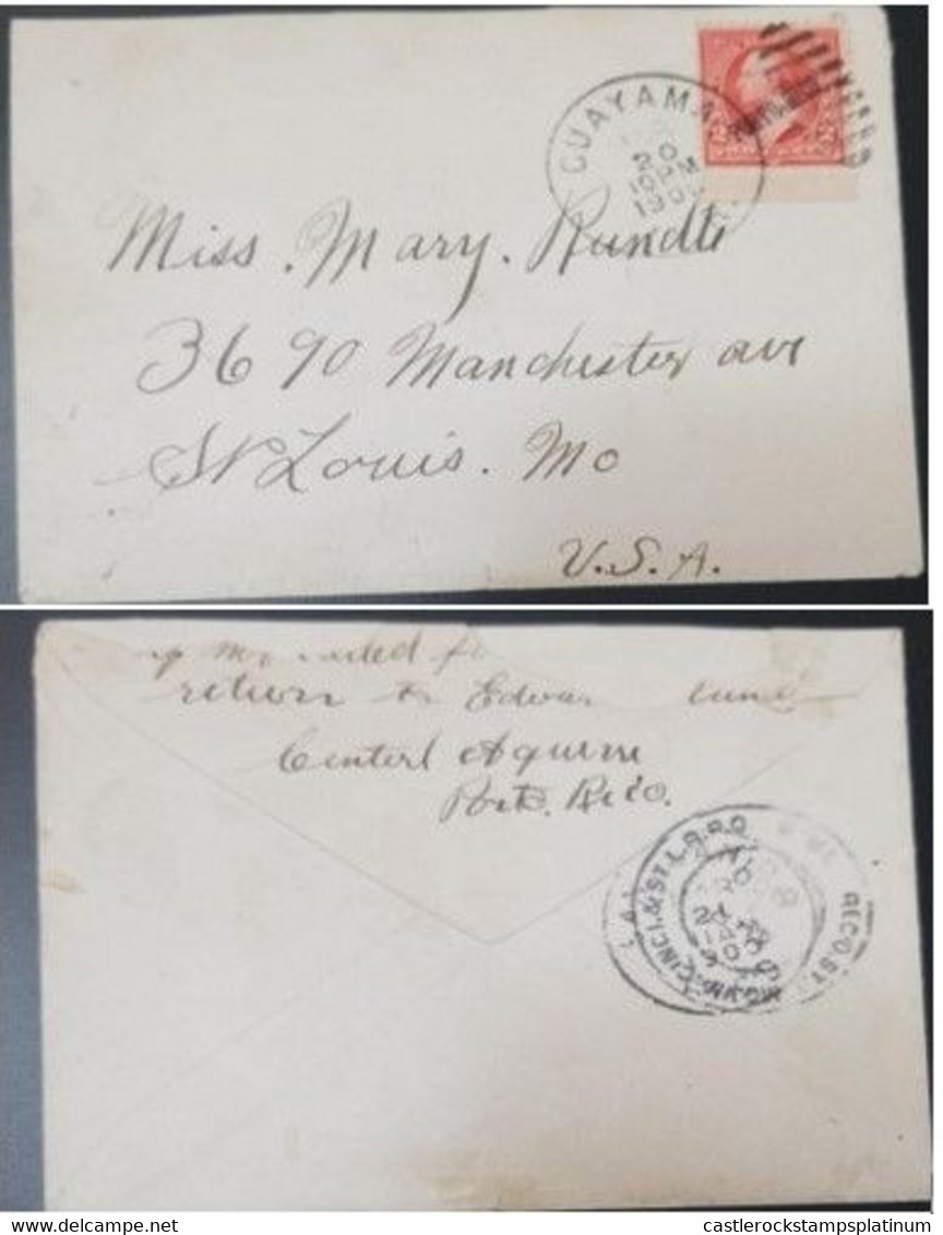 A) 1900, PORTO RICO, ENTIRE LETTER FROM GUAYAMA TO UNITED STATES, ADDRESSED TO MISS. MARY RUNDTE, MANUSCRIPT CHARGE IN I - Porto Rico