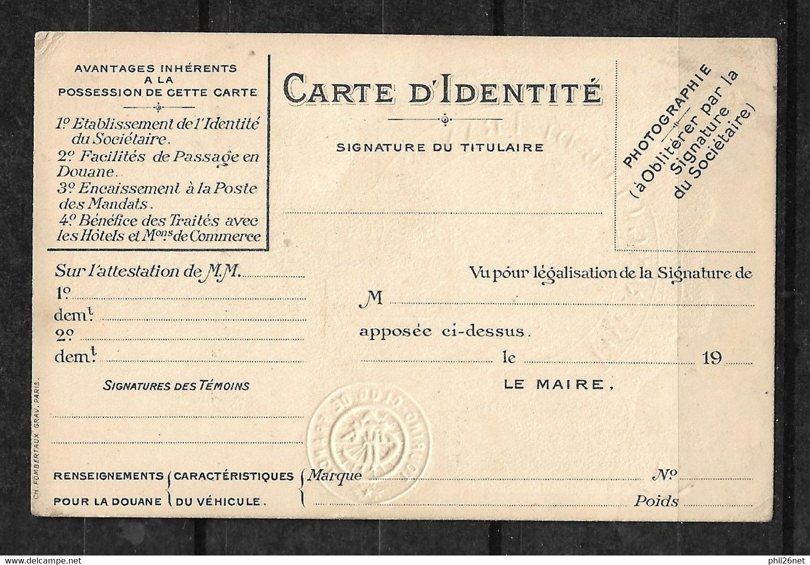 France Carte DuTouring Club De France 1922 Département Du Rhone Avec Vignette De Cotisation B/TB Voir Scans   - Turismo (Viñetas)