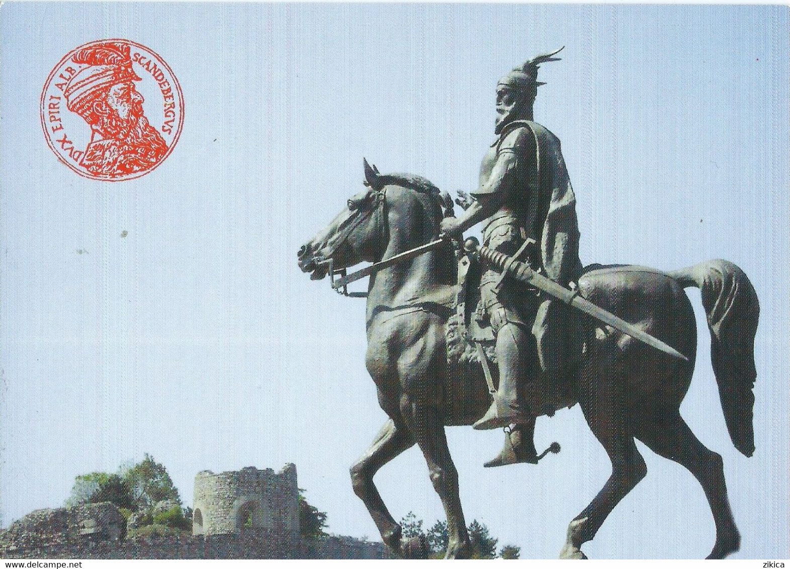 Macedonian New Postcard - Macedonian Monument - Skanderbeg / Skenderbej. Horse UNUSED POSTCARD - Passenger Cars