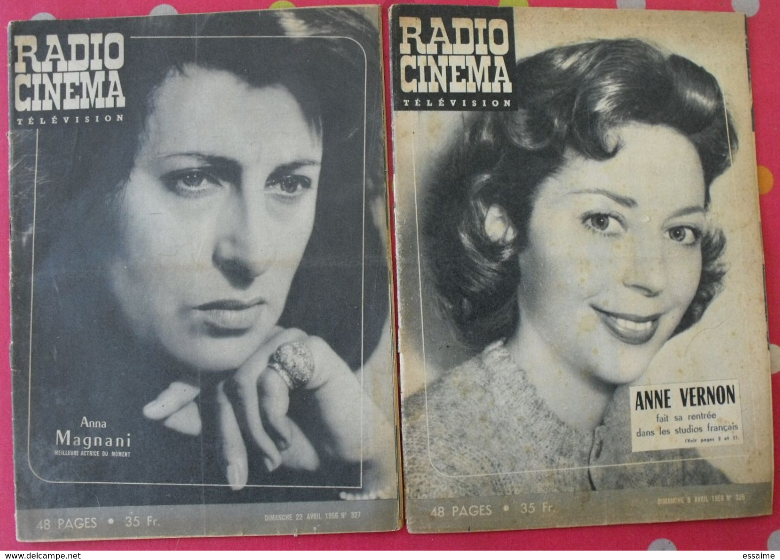 2 Revues Radio Cinéma Télévision N° 325,327 De 1956. Anna Magnani, Anne Vernon, Sabbagh De Caunes Chevalier - Cinema