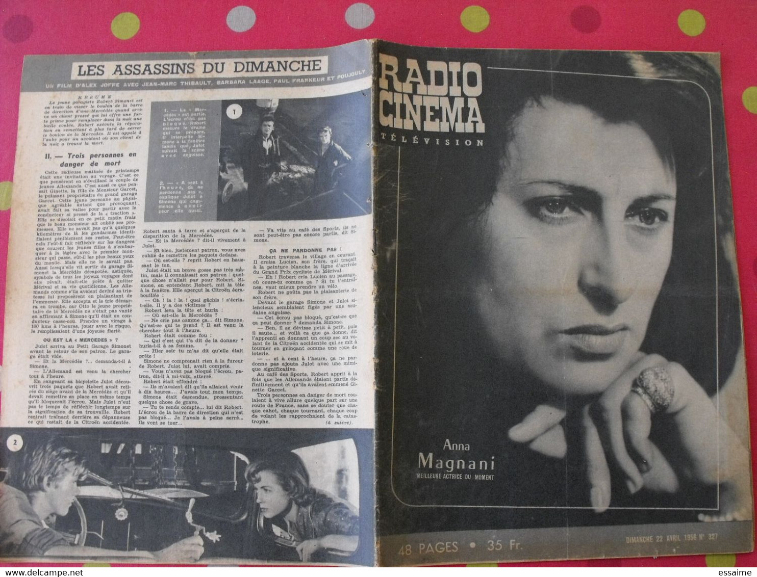 2 revues Radio cinéma télévision n° 325,327 de 1956. Anna Magnani, Anne Vernon, sabbagh de caunes chevalier