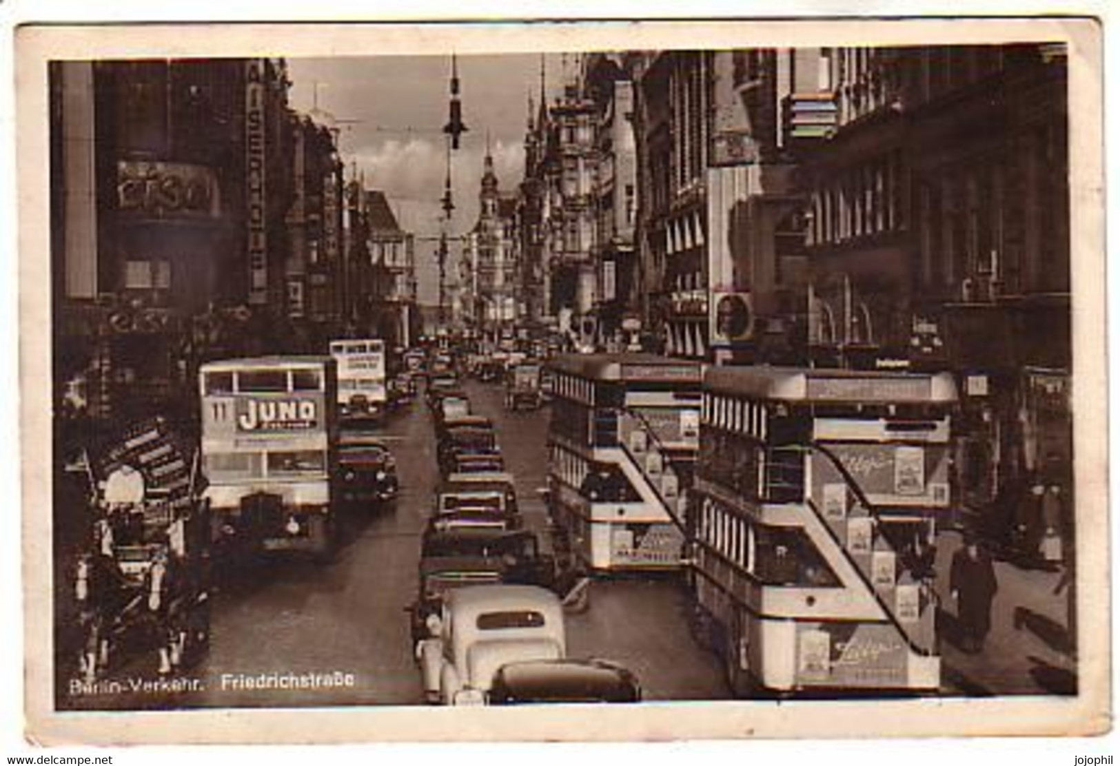 Berlin - Friedrichstrasse - Autobus à 2 étages - Kaiserhotel - écrite 1949 - Friedrichshain