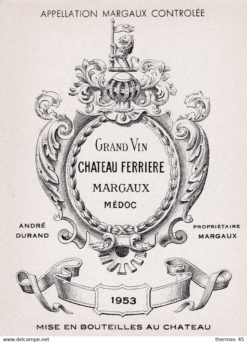 Lot 5 étiquettes (5 Dates Différentes Et Neuves) Grand Vin CHATEAU FERRIERE- Margaux Médoc - Sonstige & Ohne Zuordnung