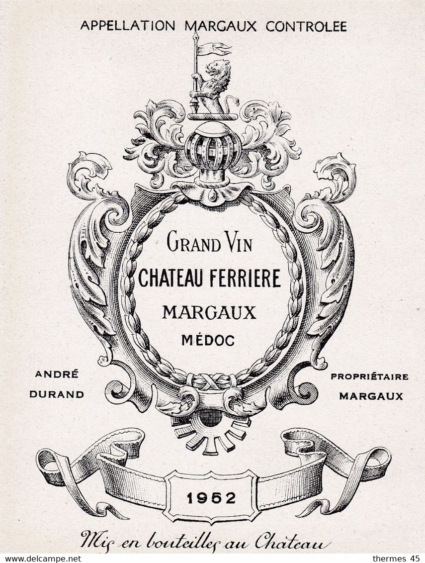 Lot 5 étiquettes (5 Dates Différentes Et Neuves) Grand Vin CHATEAU FERRIERE- Margaux Médoc - Sonstige & Ohne Zuordnung