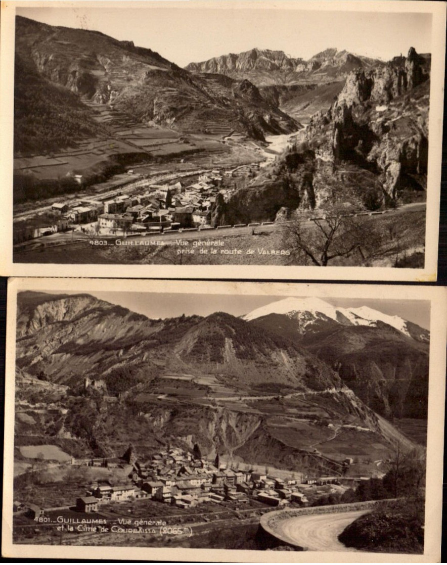 Alpes Maritimes, Guillaumes, Vue Generales, Lot De 3 Cartes, Tampon Hotel Restaurant Robert    (bon Etat) - Other & Unclassified