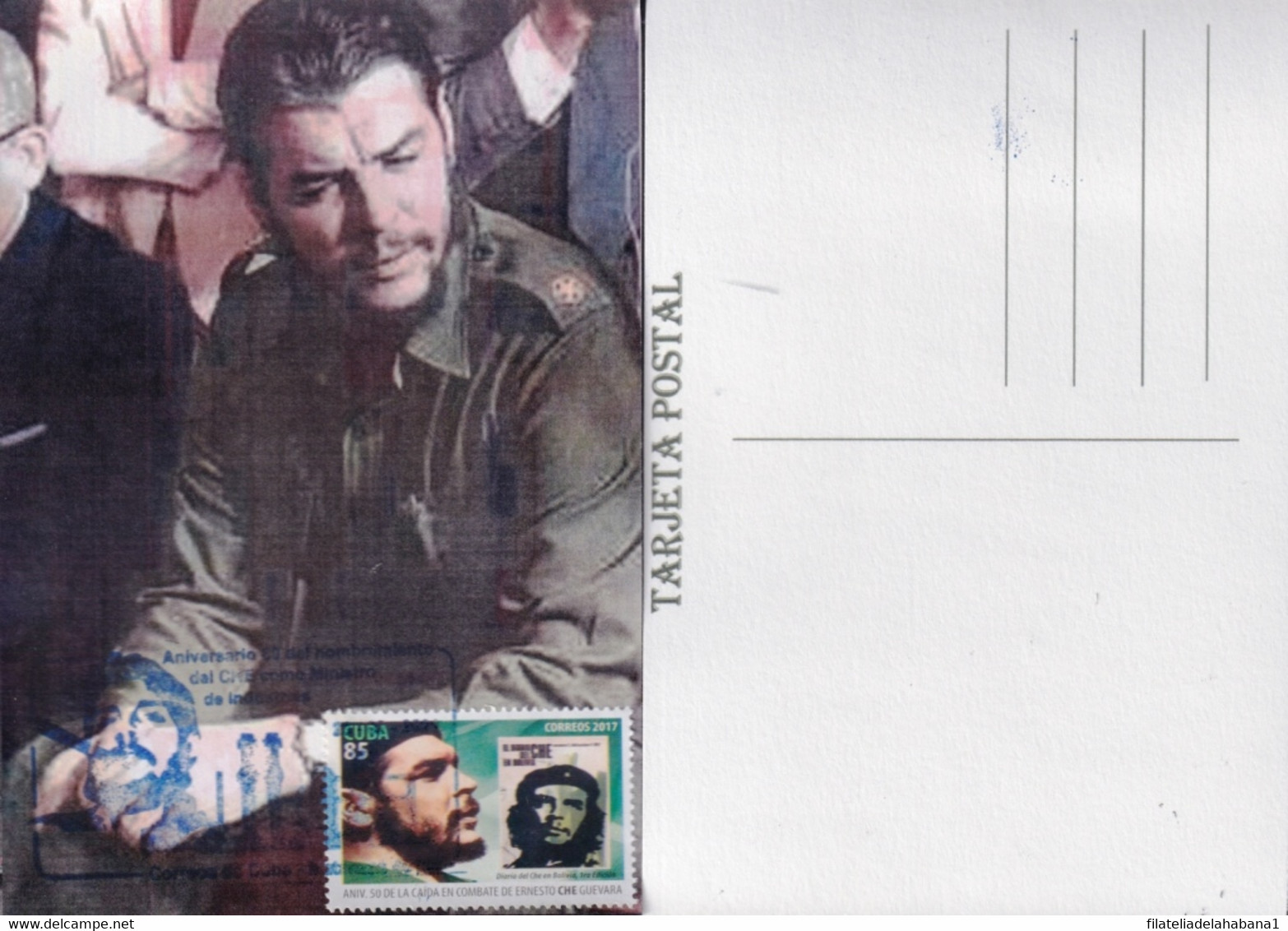 TMA-663 CUBA 2021 MAXIM CARD 23-02-2021 ERNESTO CHE GUEVARA VIOLET CANCEL. - Cartes-maximum