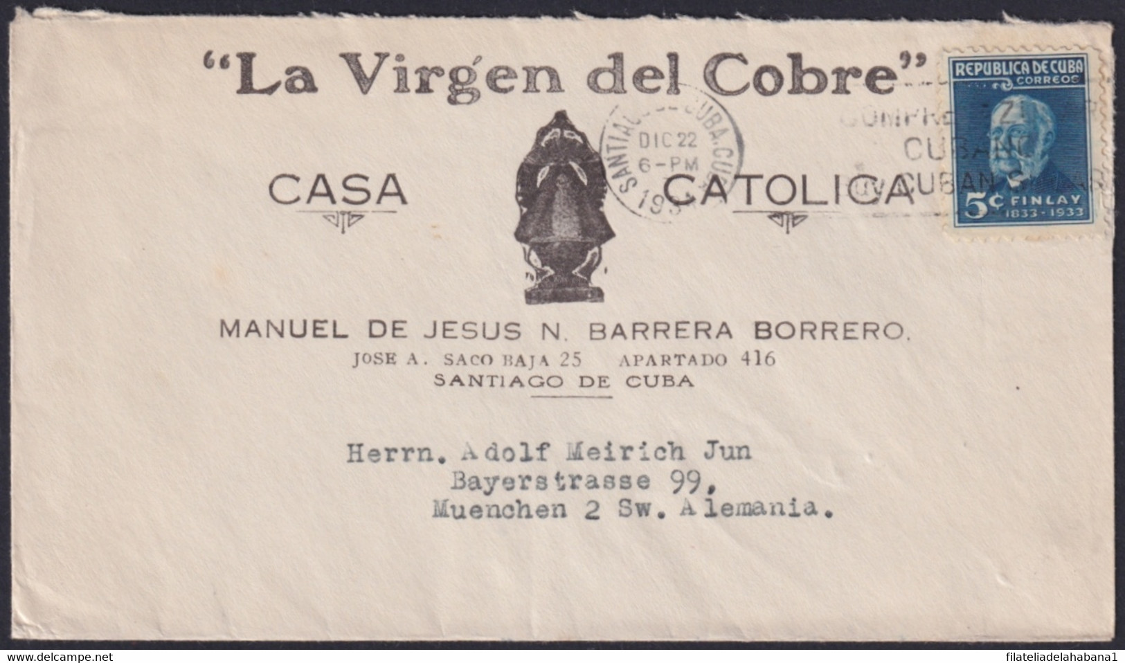 VI-510 CUBA 1934 CINDERELLA COVER "QUEREMOS ORIENTE FEDERAL" "ASOC CIVICA PRO-REPUBLICA FEDERAL". - Franking Labels