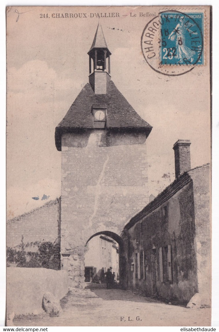 1922 - TAXE BELGE Sur CARTE De CHARROUX D'ALLIER (AFFR. AU VERSO SEMEUSE) => BRUXELLES (BELGIQUE) REBUT RETOUR => FRANCE - Covers & Documents