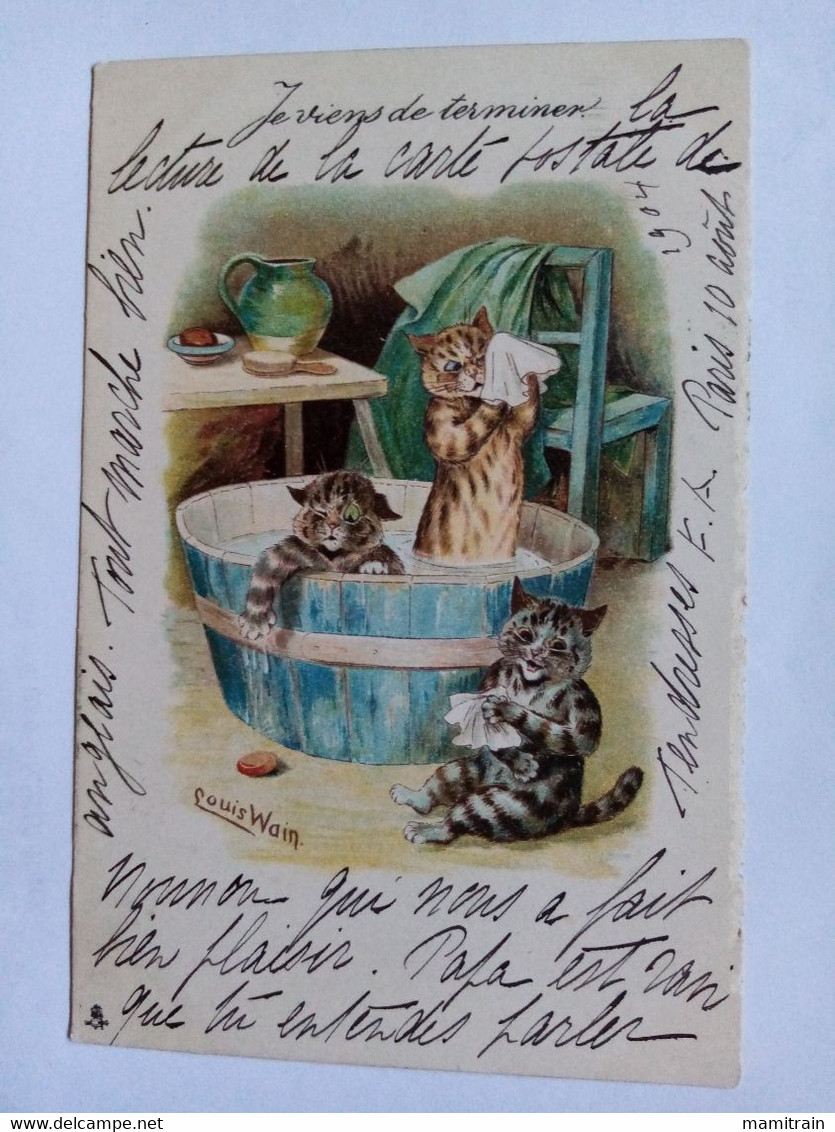 Louis Wain Chats Humanises  Au Bain - Wain, Louis