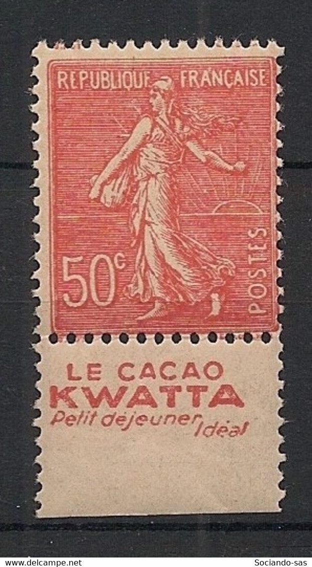 France - 1924-32 - N°Yv. 199a - Semeuse 50c Rouge Avec Bande Publicitaire - Neuf Luxe ** / MNH / Postfrisch - Nuevos