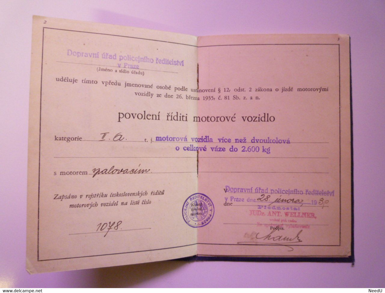 GP 2021 - 99  PASSEPORT TCHEKOSLOVAQUE Avec TIMBRE FISCAL  1935   XXX - Zonder Classificatie