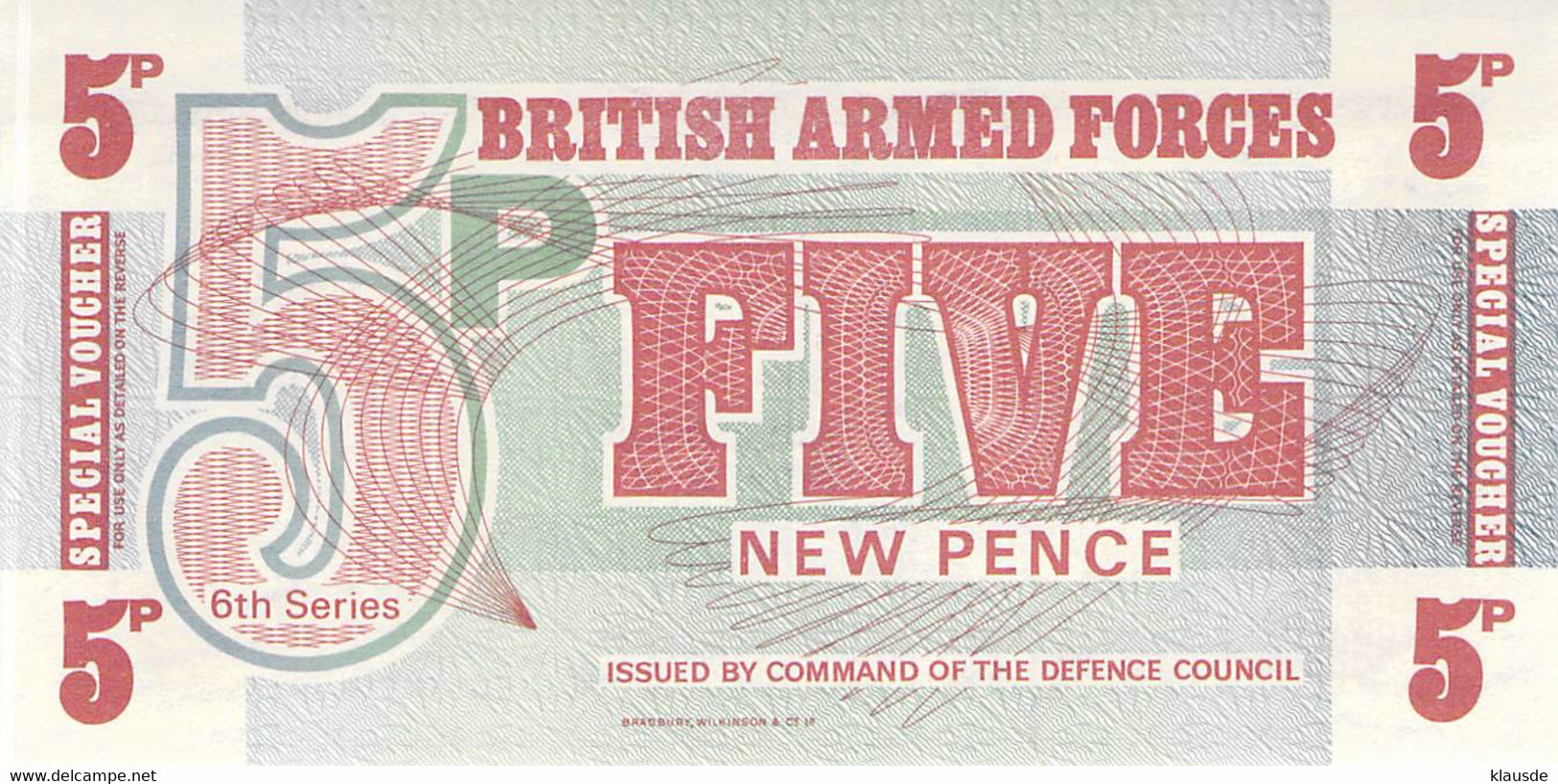 British Armed Forces Five New Pence UNC - British Armed Forces & Special Vouchers