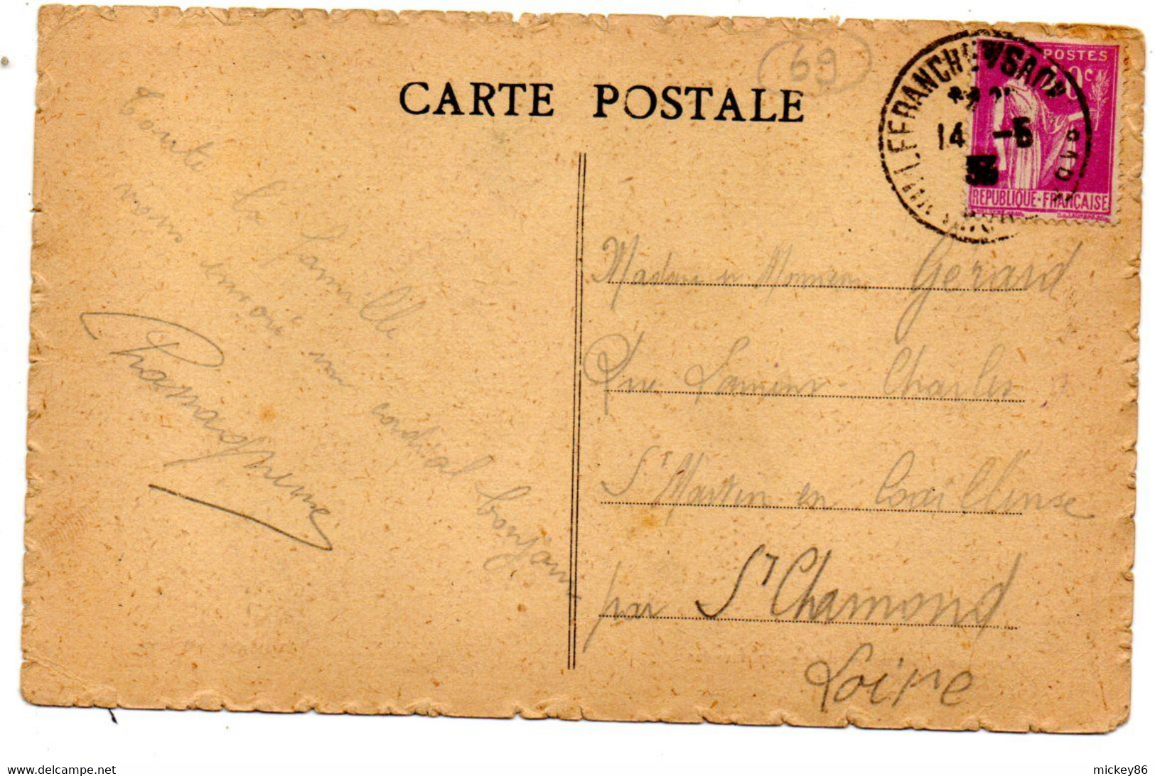VILLEFRANCHE SUR SAONE -- 1933--Rue Nationale ( Animée , Commerces)...carte Colorisée......à Saisir - Villefranche-sur-Saone