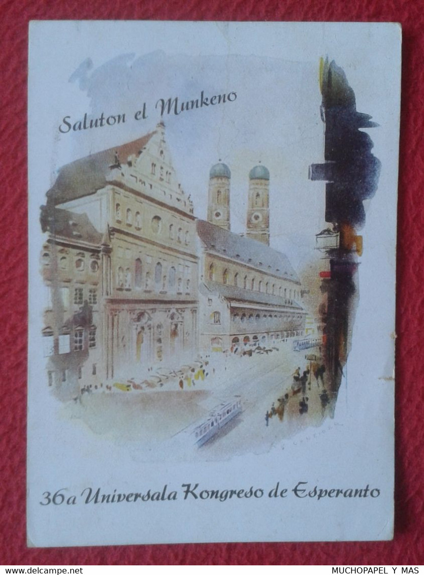 POSTAL POST CARD POSTKARTO 36a UNIVERSALA KONGRESO DE ESPERANTO SALUTON EL MUNKENO LENGUA LENGUAJE LANGUAGE CONGRESS.... - Esperanto