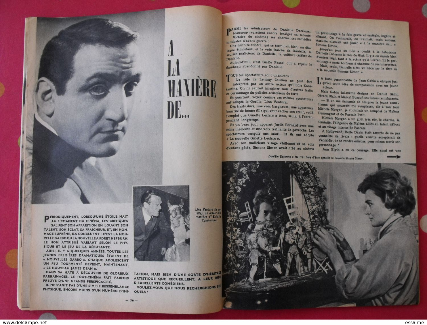 revue Jeunesse cinéma n° 15 de 1959. christine carrère rock hudson agnès laurent leslie caron gina lollobrigida (poster)