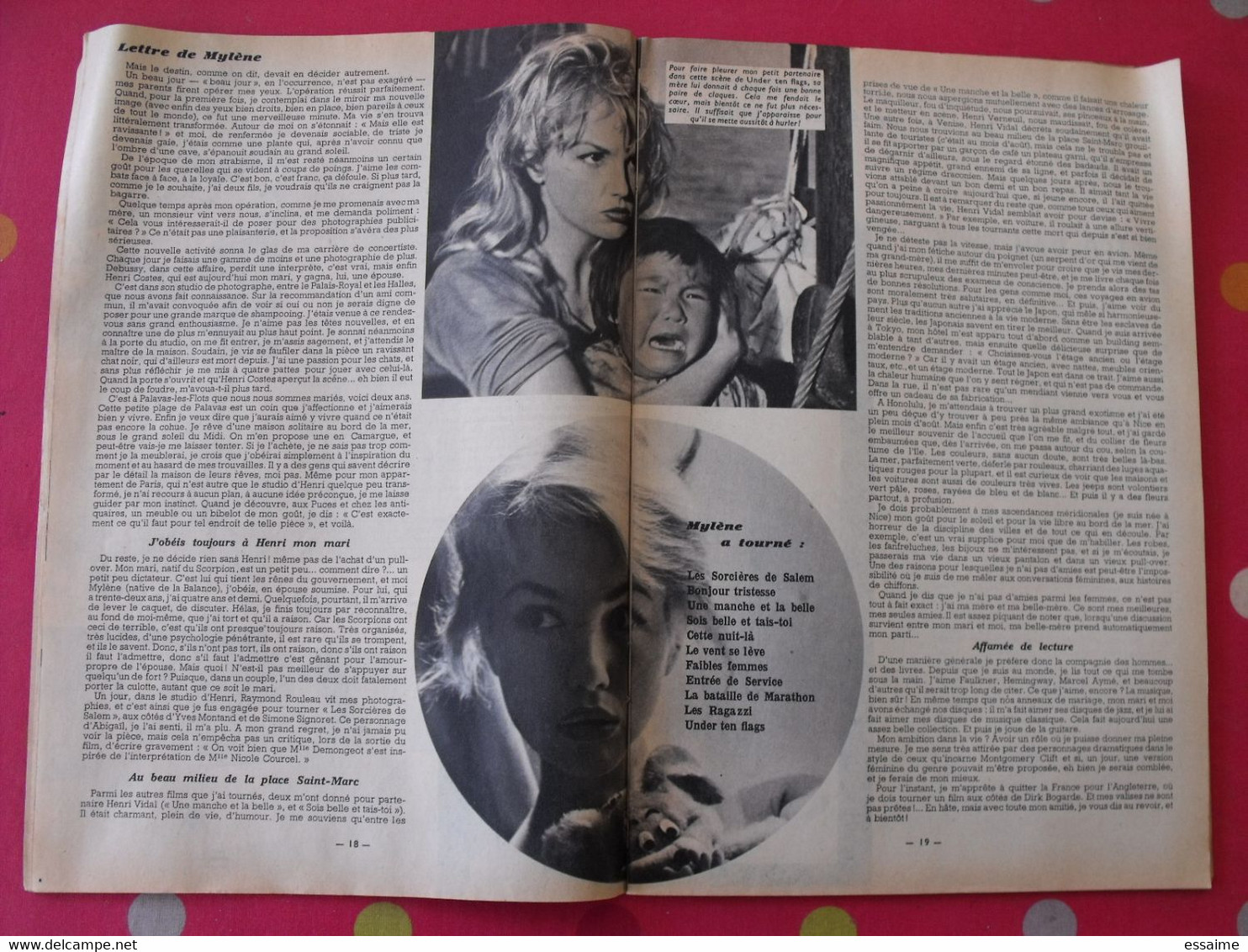 revue Jeunesse cinéma n° 31 de 1960. belmondo dany carrel maurice ronet marylin monroe montand michèle morgan