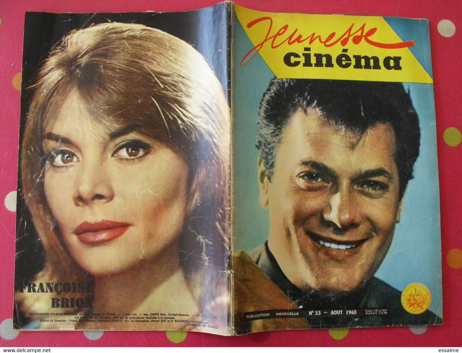 Revue Jeunesse Cinéma N° 33 De 1960. Tony Curtis Françoise Brion Brigitte Bardot Dany Robin Brel Alain Delon (poster) - Cinema