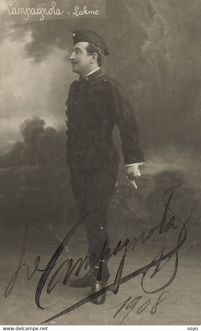 Real Photo Leon Campagnola Tenor Dans Lakmé Né à Marseille Rue D' Eguison Autographe Artist Signed 1908 - Opéra