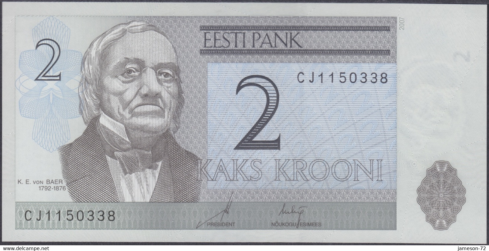 ESTONIA - 2 Krooni 2007 P# 85b Europe Banknote - Edelweiss Coins - Estonia