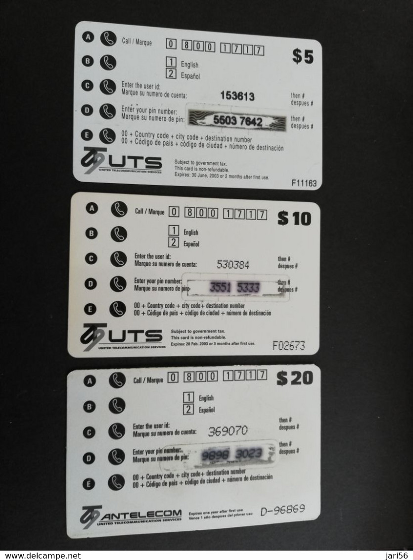SINT MAARTEN  $ 5, 10, 20 - SERIE SOUALIGA / UTS  3 CARDS   VERY FINE USED CARD        ** 5274AA** - Antillen (Niederländische)