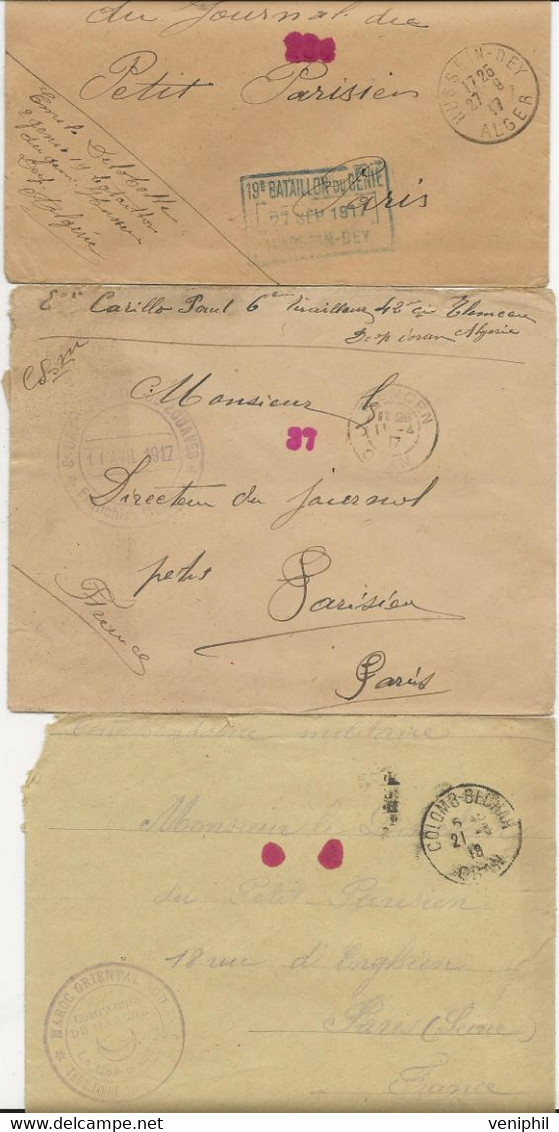 6 LETTRES FRANCHISE MILITAIRE  TUNISIE -ALGERIE-1915-18- DIFFERENTES OBLTERATIONS REGIMENTS - - Timbres De Franchise Militaire