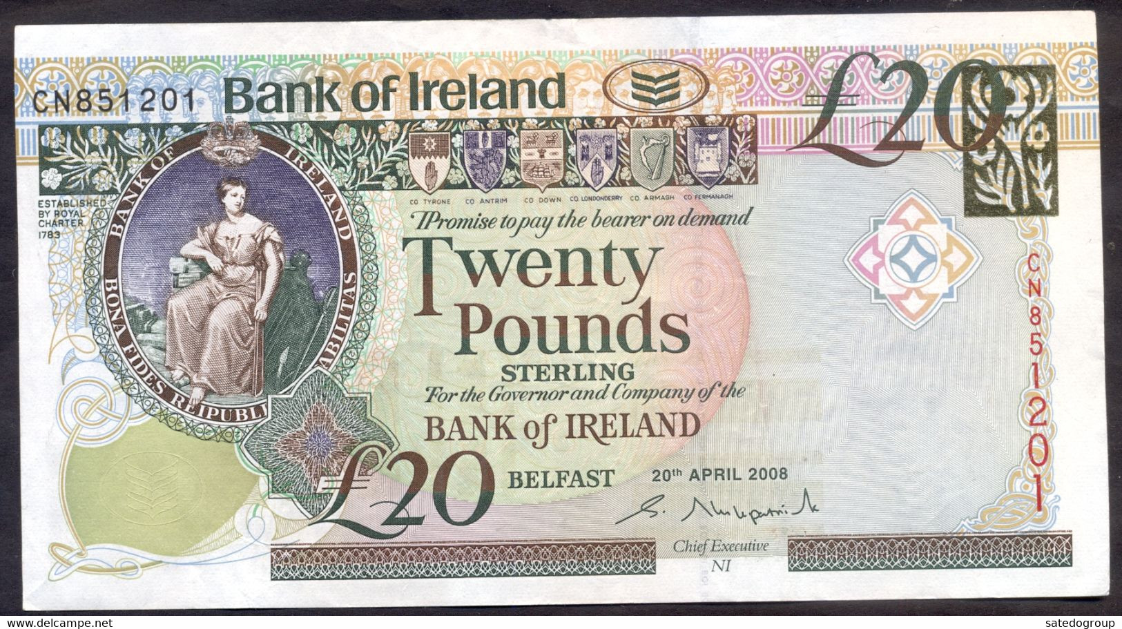 Northern Ireland 20 Pounds 2008 AXF P- 85a < Bank Of Ireland > Commemorative - 20 Pounds