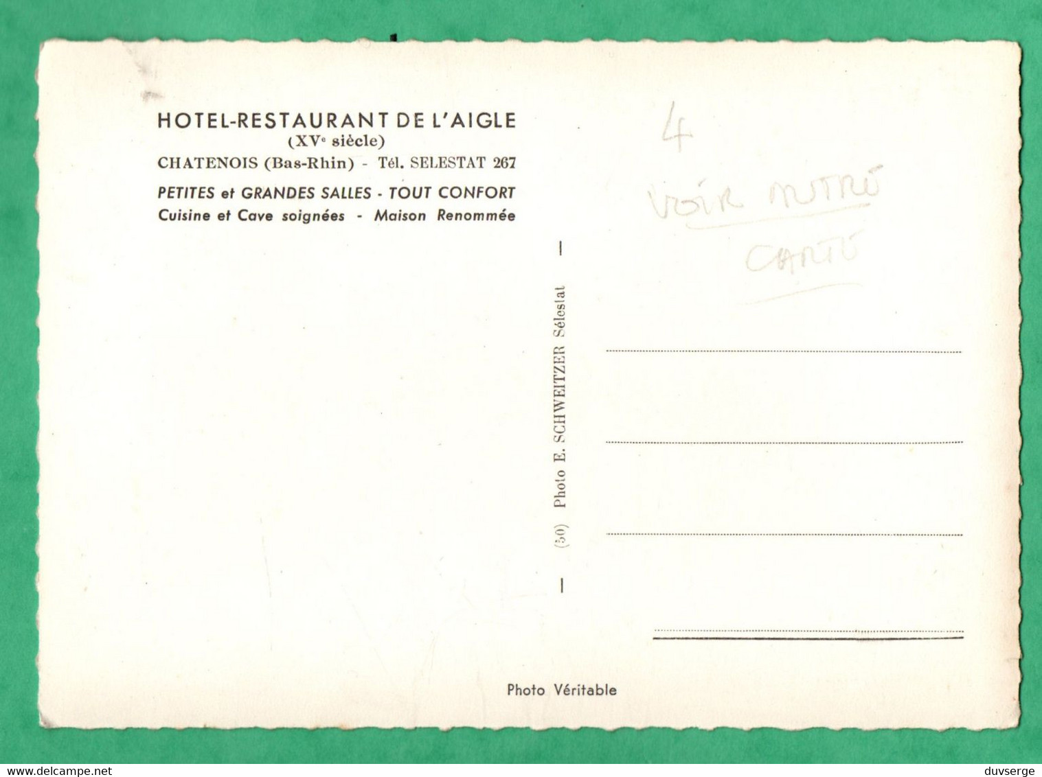 67 Bas Rhin Chatenois Hotel Restaurant De L ' Aigle ( Format 10,5cm X 15cm ) - Chatenois
