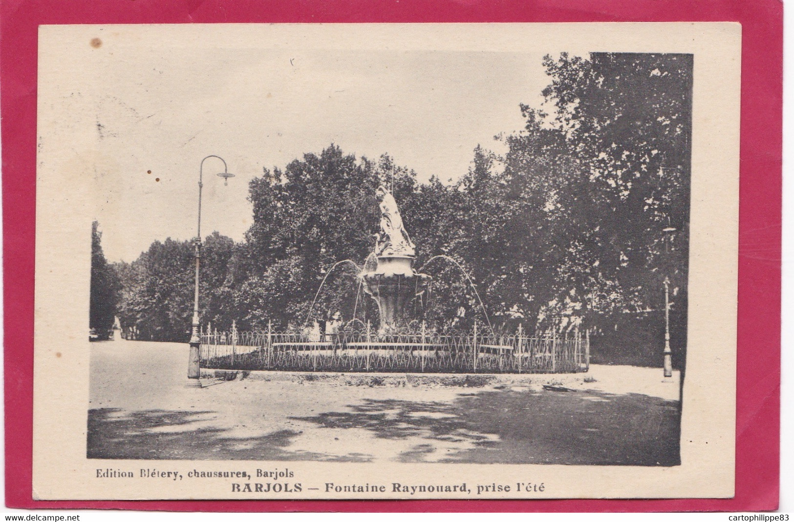 VAR 83 BARJOLS FONTAINE RAYNOUARD SCULTEUR RECUBERT PRISE L'ÉTÉ - Barjols