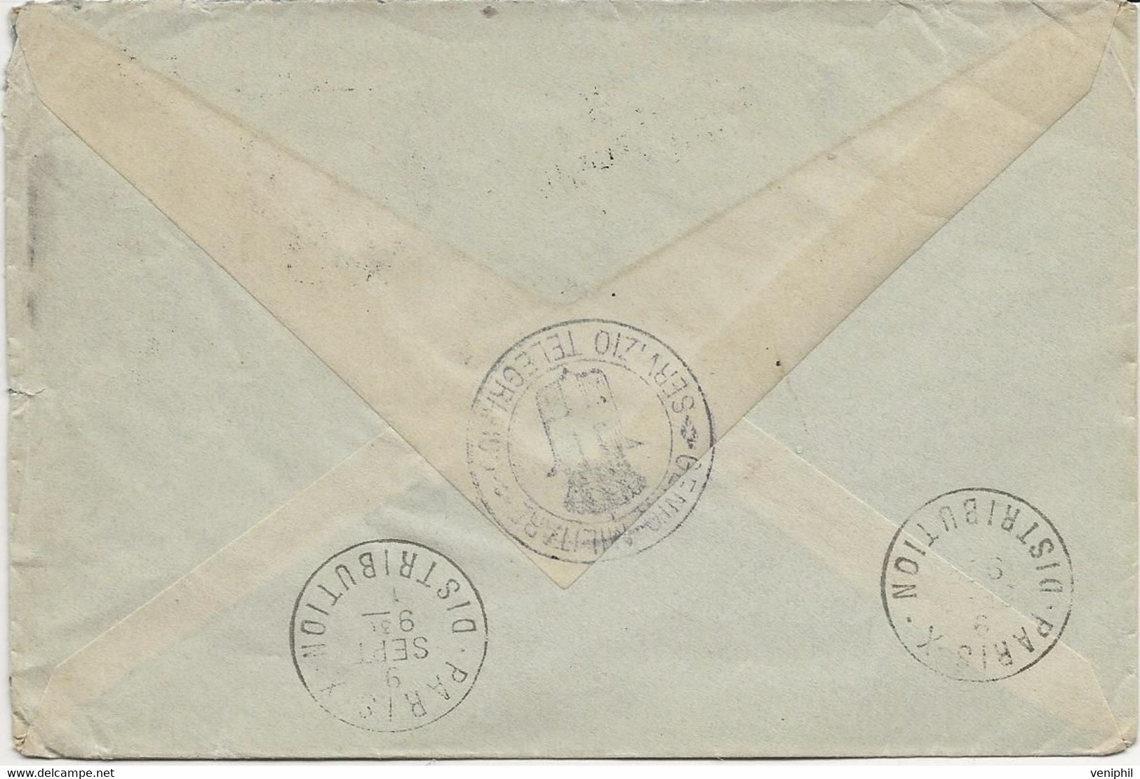 LETTRE POSTE MILITAIRE  AFFRANCHIE N° 76-5 EXEMPLAIRES -CACHET CENSURE -BOLOGNE POSTA ESTERA -ANNEE 1915 - Altri & Non Classificati